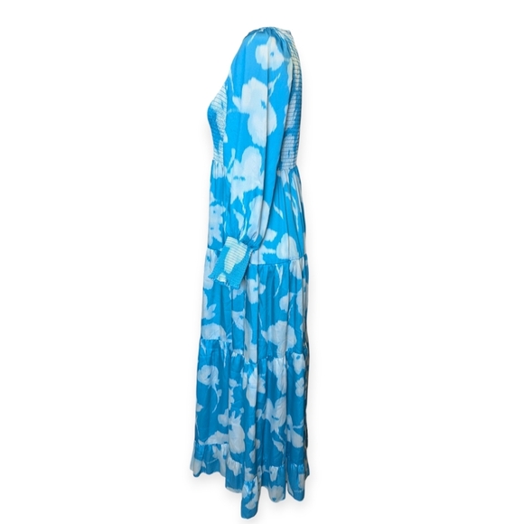 Tuckernuck Maxi Dress Libby Watercolor Modest Turquoise And White Size Small - Picture 6 of 12